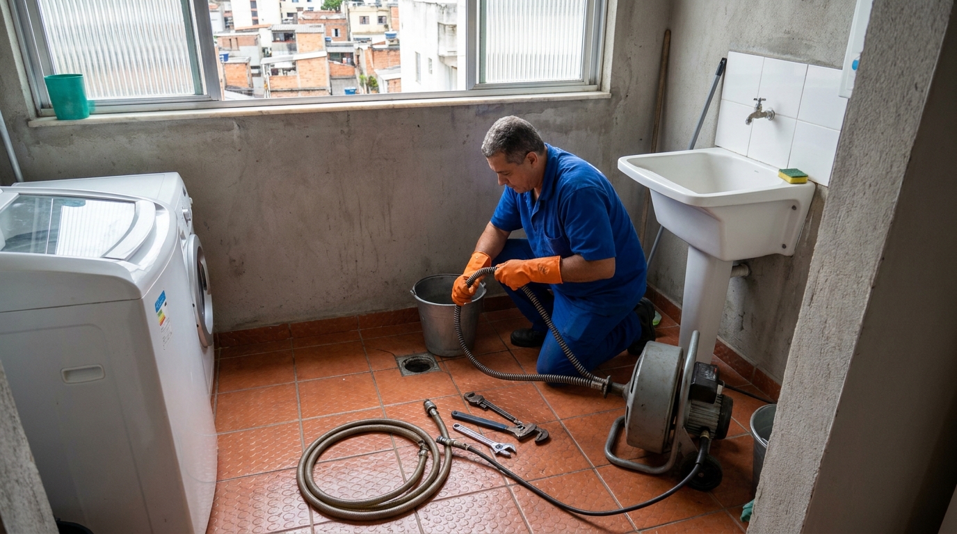 Desentupimento de ralo com equipamento em Divinópolis‑MG